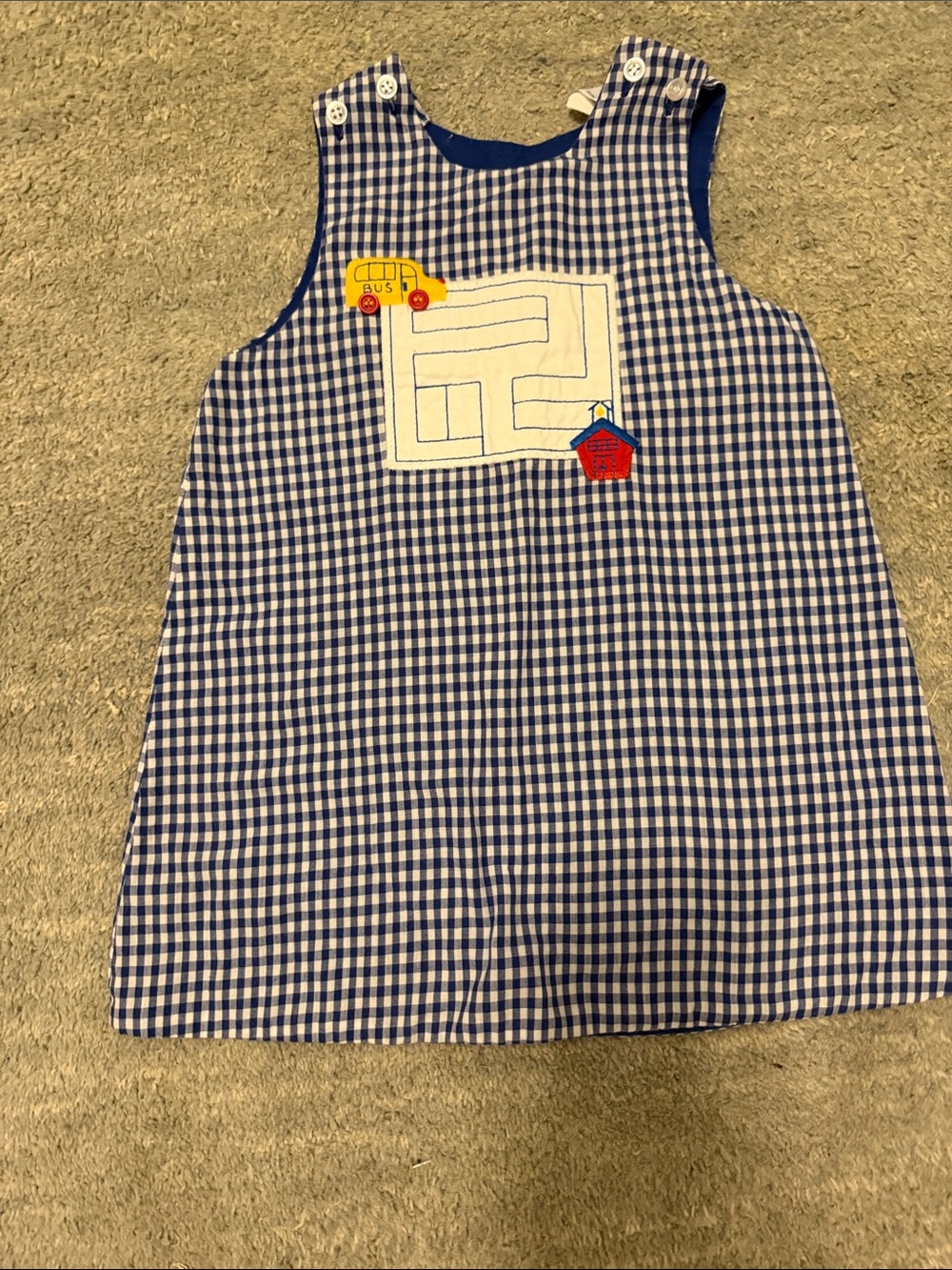 The Bailey Boys Children's Blue Gingham Pinafore Reversible Dress